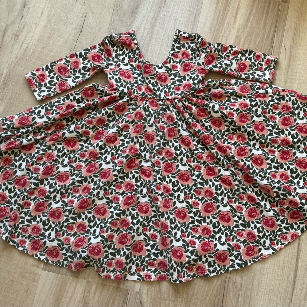 Remie Girl rose floral twirl dress